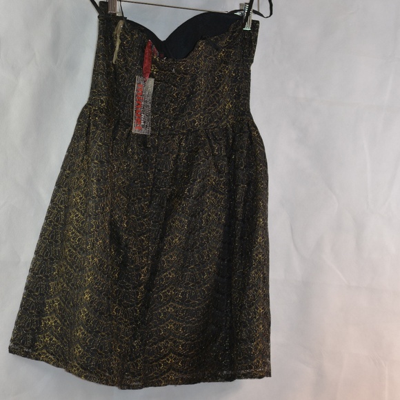 Black and Gold Lace Corset Style Dress SZ M Minuet NWT - Picture 6 of 6